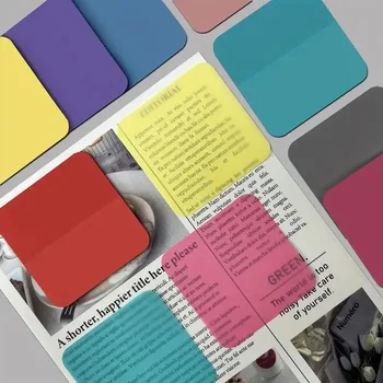 160 листов Прозрачного флуоресцентного цвета Morandi Цветные Стикеры Водонепроницаемая Книга для чтения Наклейки с подсветкой Указательная наклейка