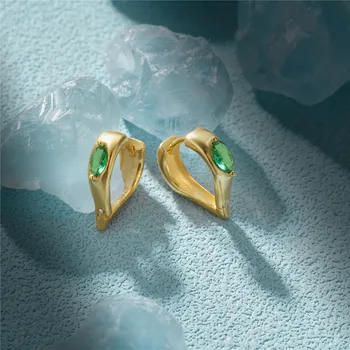 AIDE, серебро 925 пробы, серебряная пряжка в форме сердца, зеленые серьги-кольца из кристаллов для женщин, изящные серьги, пара ювелирных изделий