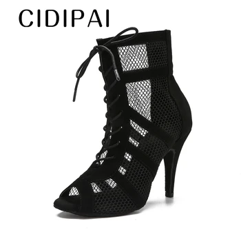 CIDIPAI/ Женские высокие ботинки для бальных танцев, Женская Сексуальная обувь для танца живота, Атласная Обувь для латиноамериканских танцев на мягкой подошве, Женские туфли для латиноамериканских танцев на каблуке 6-10 см