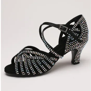 для танцевальной обуви Для девочек, туфли для бальных и латиноамериканских танцев, женские туфли для сальсы и танго, синие женские свадебные туфли