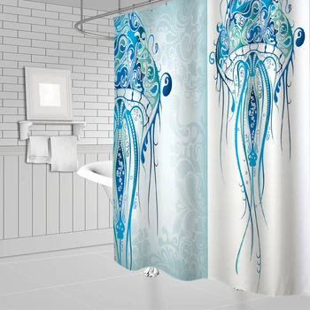 Занавеска для душа из водонепроницаемой ткани 3D Ocean Marine Life для ванной комнаты с крючками, декоративная ширма для ванны с морскими существами