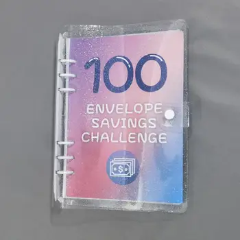 Игра на сбережение конвертов, 100-дневный набор для испытания конвертов, Веселая и легкая экономия денег, связующее для 2023 года, Планировщик крепления блестящей пряжки, блестки
