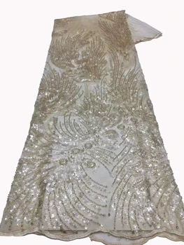 Модная изысканная бисерная трубка с пайетками, фиксированная сетчатая ткань, французское кружевное свадебное платье с вышивкой, ткань 