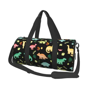 Народные цветочные спортивные сумки с динозаврами Спортивная сумка для дрессировки животных Аксессуары для спортзала Красочные сумки Портативная сумка для фитнеса с принтом пары