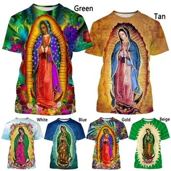 Новая модная футболка с 3D-принтом Guadalupe Virgin Mary Of Mexico Унисекс, Свежая Повседневная футболка с короткими рукавами, Классическая Футболка, Одежда