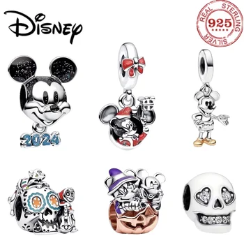 Новый Disney Mickey Halloween S925 из стерлингового серебра, светящийся в темноте, подвеска в виде тыквы, подходит для оригинального браслета, подарка ювелирных изделий DIY.