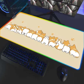 Собака RGB Игровой Коврик Для Мыши Gamer Speed Аксессуары Клавиатуры С Подсветкой Компьютерный Коврик Для Мыши Kawaii Большой Коврик Для Мыши XXL 400x900 мм