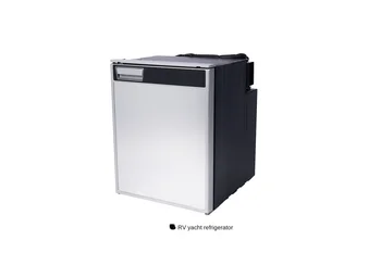 Холодильник на колесах Яхтенный холодильник объемом 80 л или около того, холодильник на колесах с открытой дверью